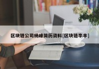 区块链公司杨峰简历资料[区块链李丰]