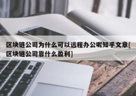 区块链公司为什么可以远程办公呢知乎文章[区块链公司靠什么盈利]